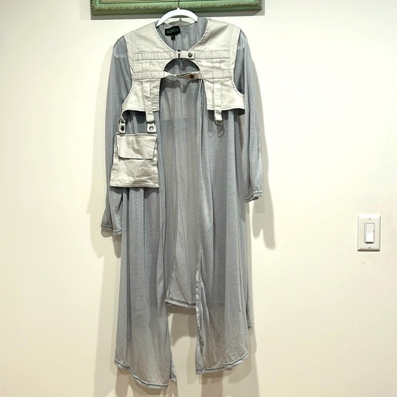 club exx x dolls kill FINDING OASIS CARDIGAN AND VEST SET Burning man GRAY M/L - Picture 1 of 8